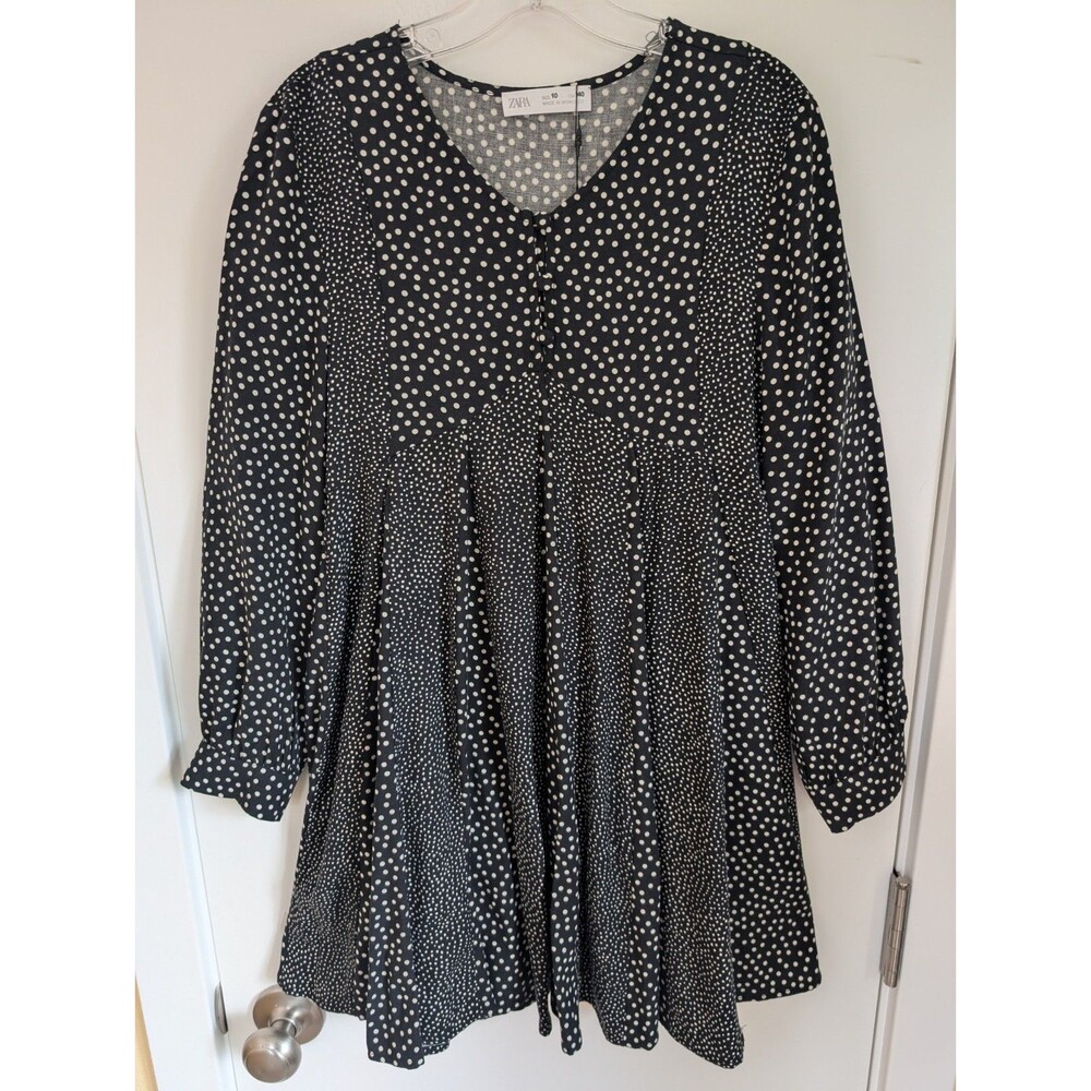NWT Zara Polka Dot Print Swing Dress Girl's 10 Party Empire Waist Whimsigoth New